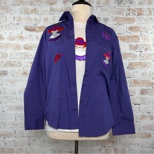 True Vintage 90s Red Hat Lady Embroidered T-Shirt and Button Down Two-Piece Set